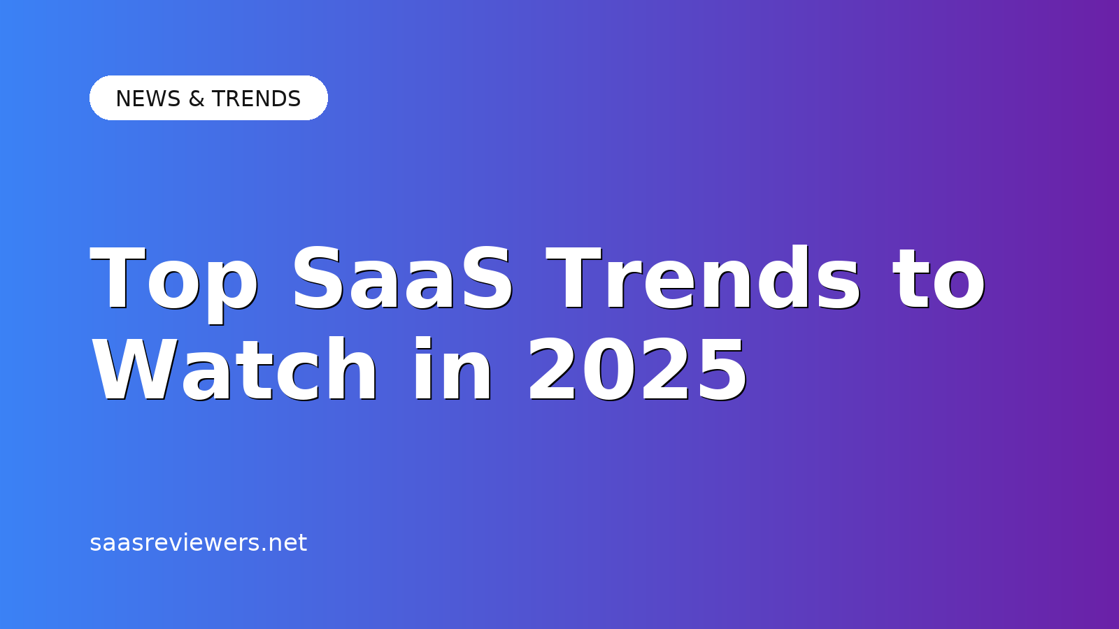 Blue-to-purple gradient header with the title ‘Top SaaS Trends to Watch in 2025’ and a News & Trends category pill.